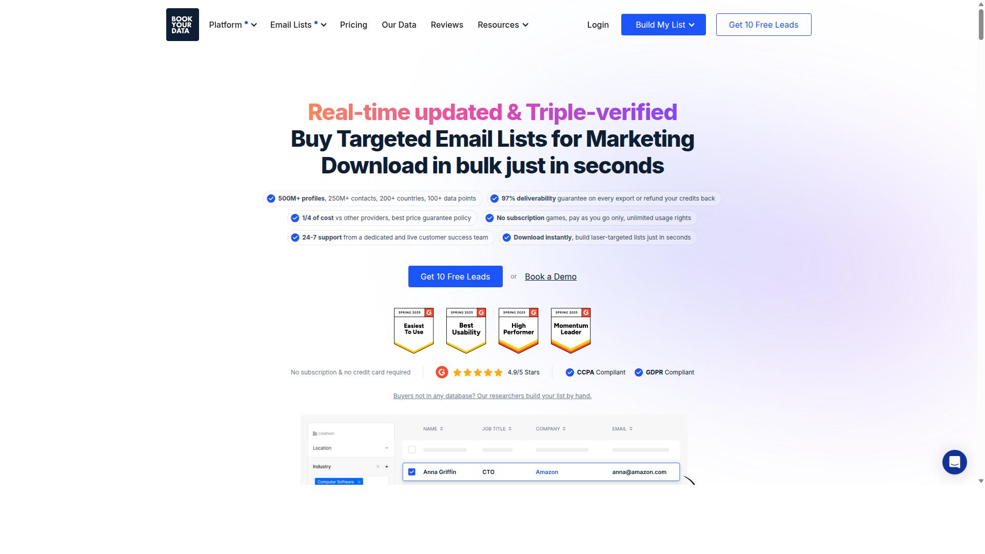 BookYourData for No-Code Data Extraction website